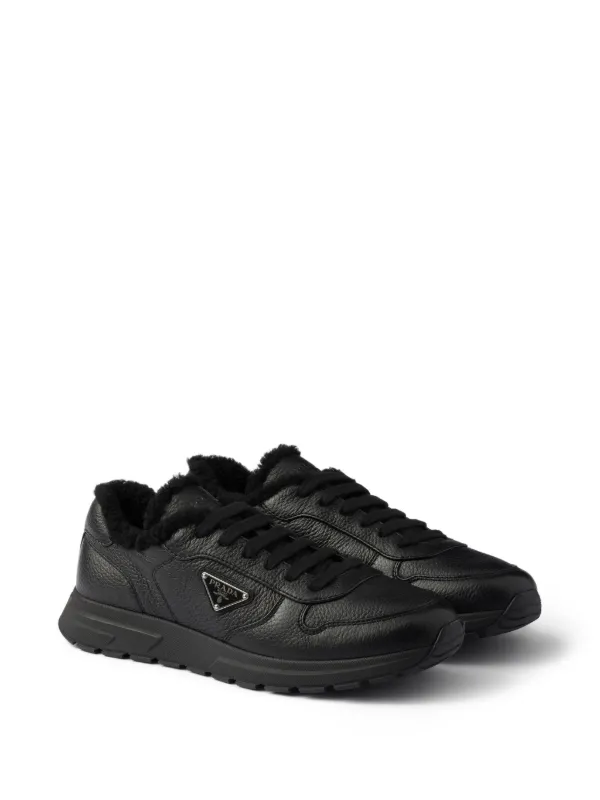 Prada Prax Leather Sneakers | Black | FARFETCH