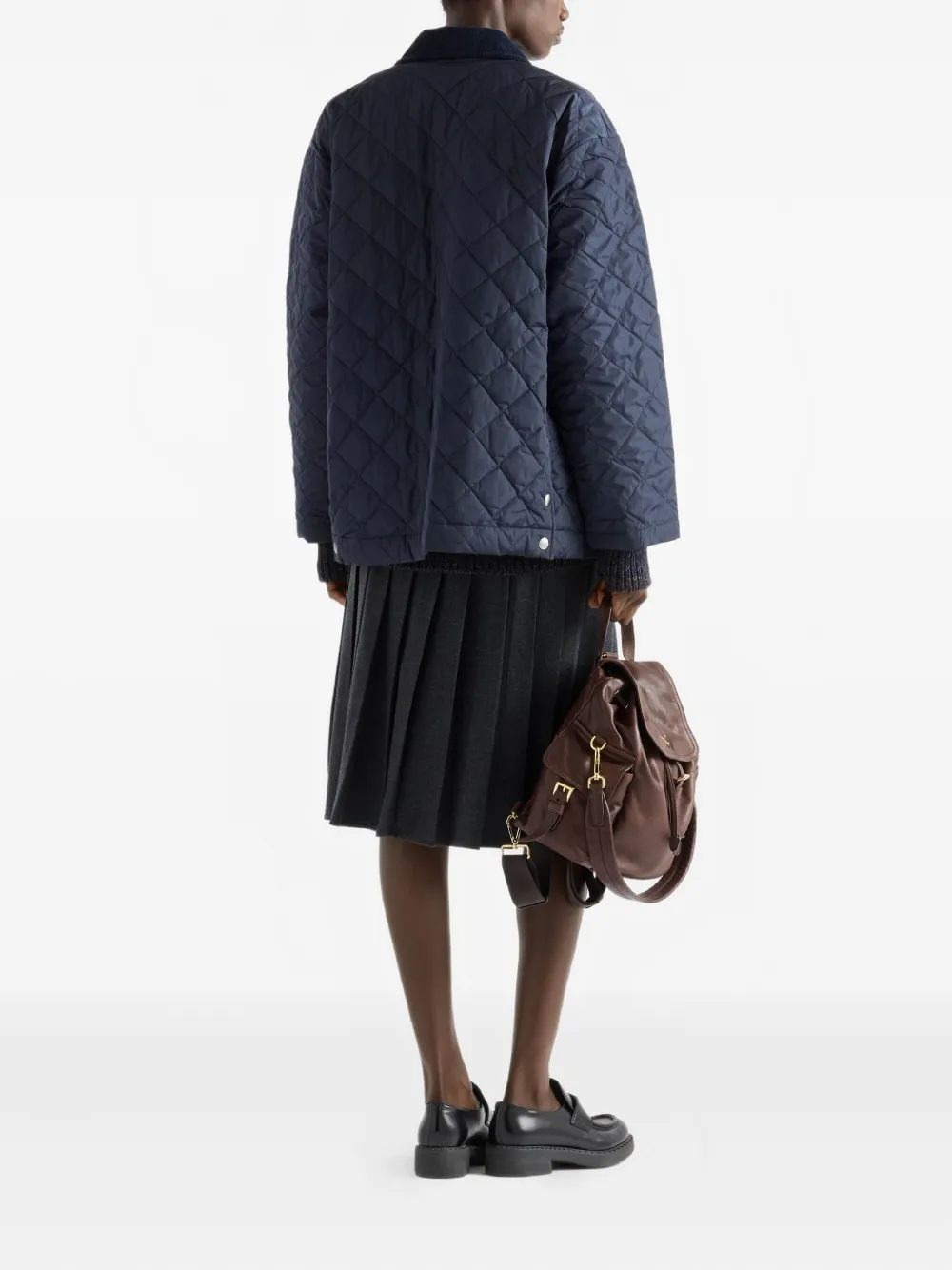 Prada Pleated Jersey Midi Skirt In Black