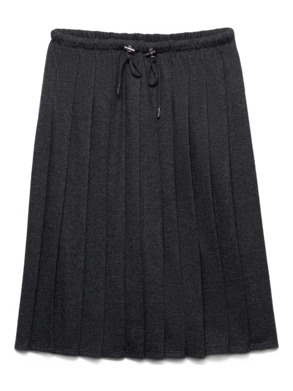 Prada Pleated Jersey Midi Skirt In Black