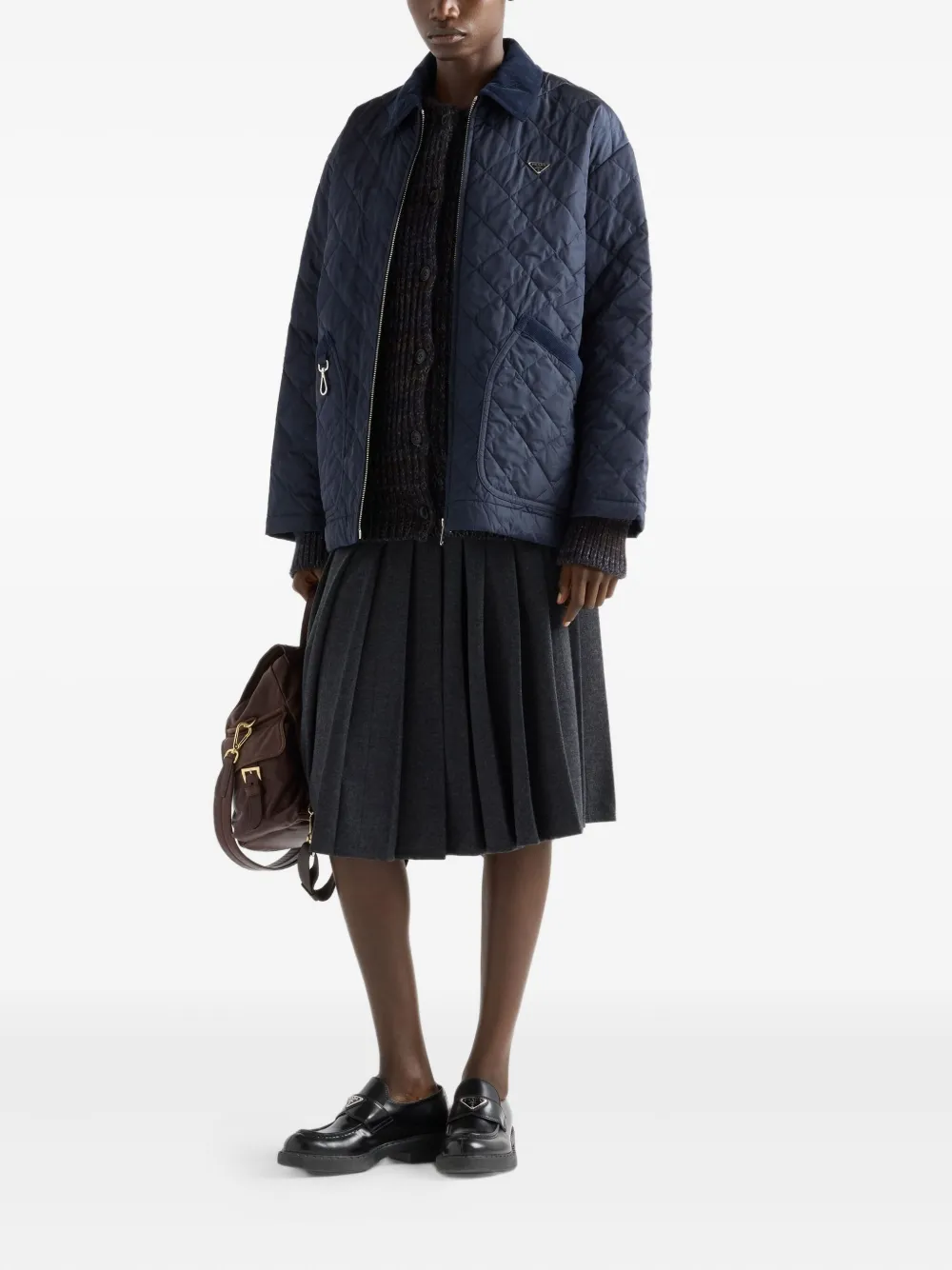 Prada Pleated Jersey Midi Skirt In Black