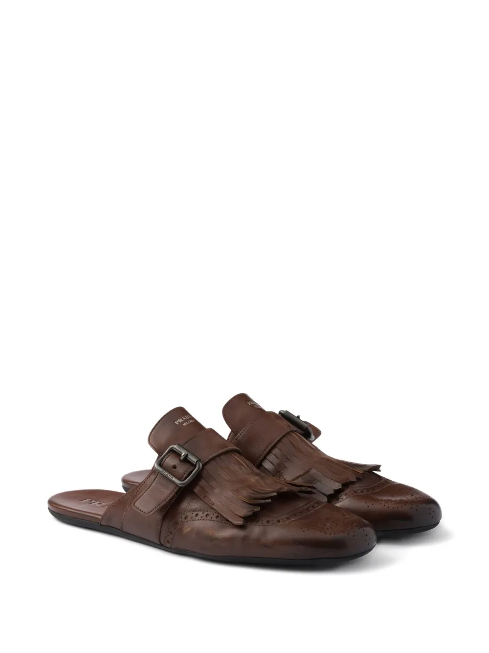 Prada Shuffle perforated fringed leather mules | Image 2