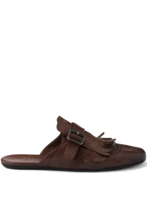 Prada Shuffle fringe-detail Mules | Brown | FARFETCH