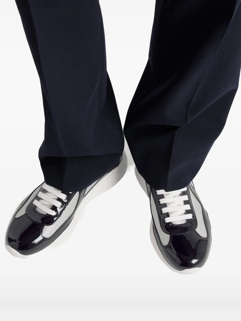 Prada Linea Rossa Lakleren sneakers Zwart