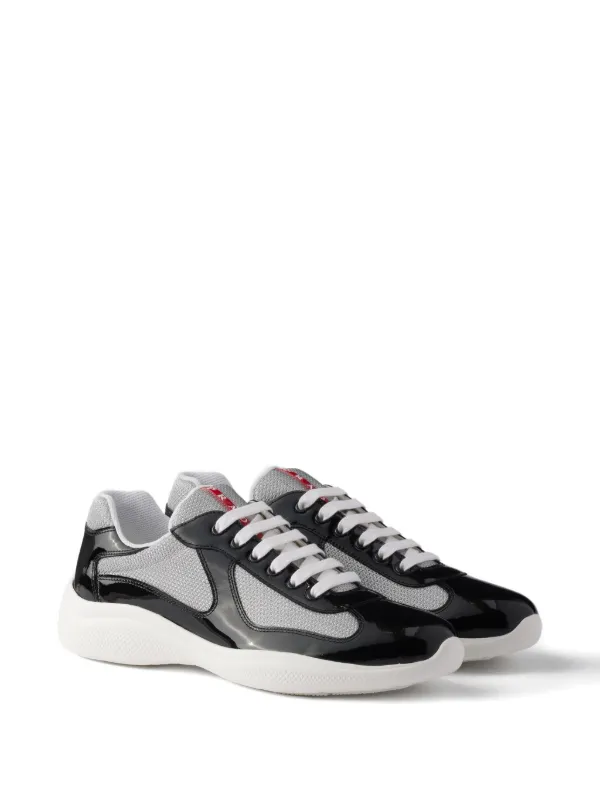 Prada Linea Rossa patent-leather Sneakers | Black | FARFETCH