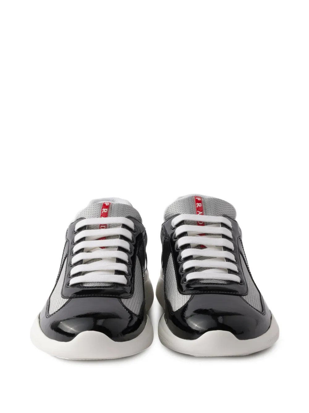  Prada Linea Rossa Patent-leather Sneakers - Black 