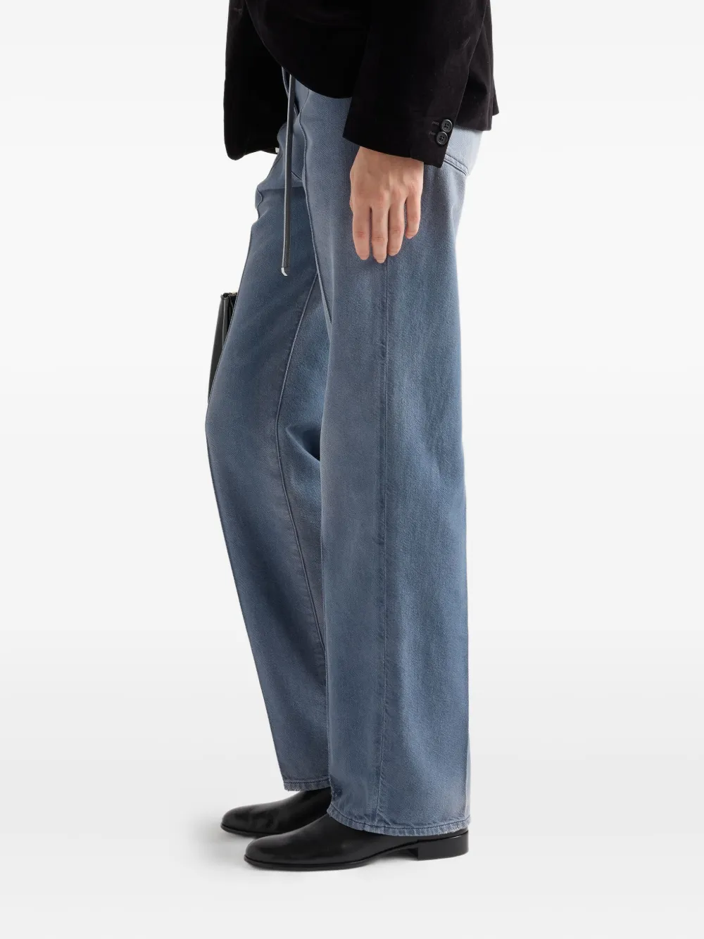 Prada Washed Logo-patch Jeans In Blue