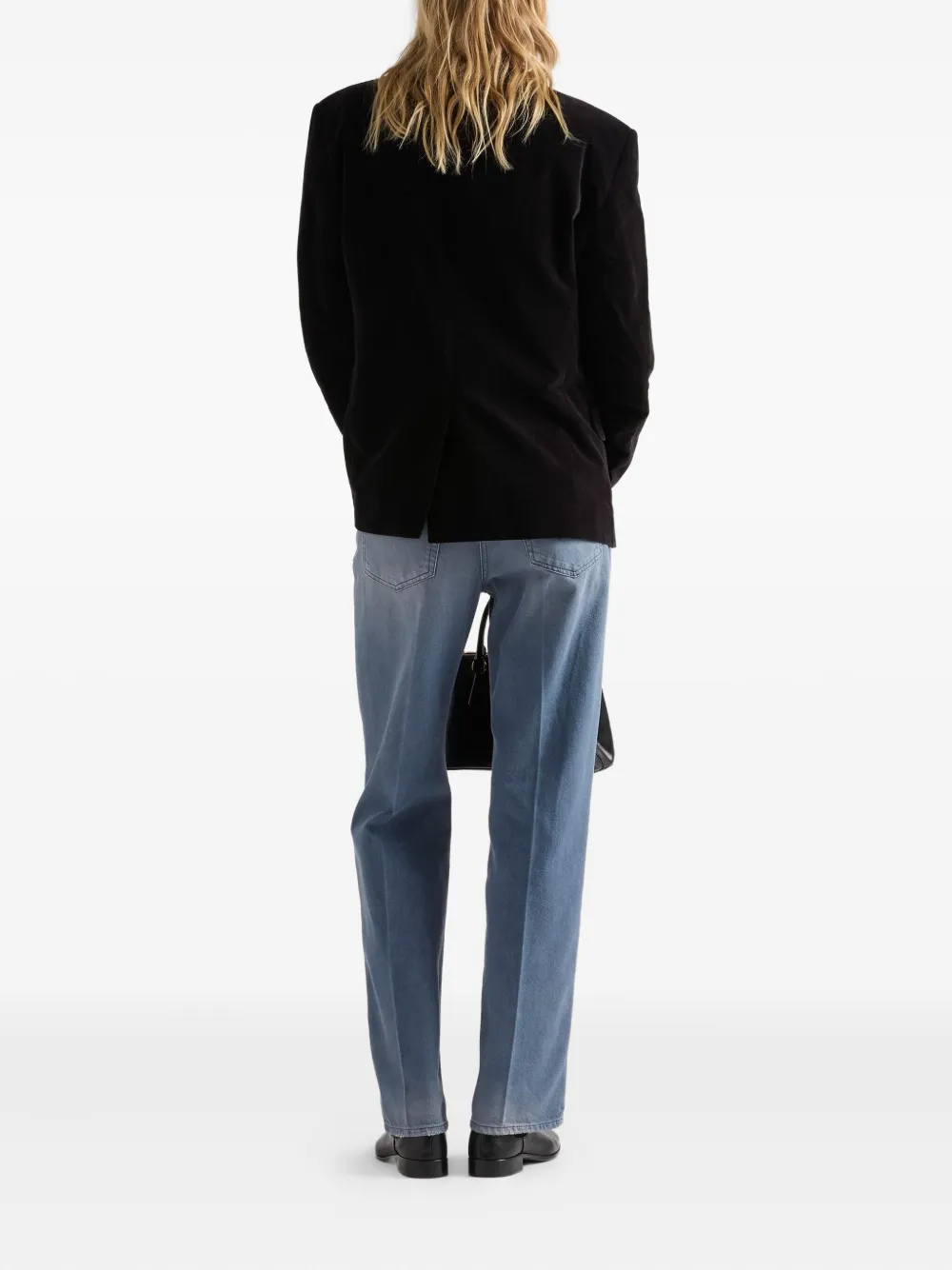 Prada Washed Logo-patch Jeans In Blue