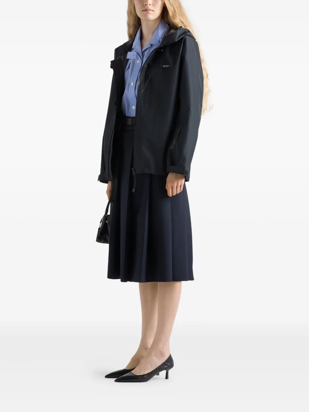 Prada Midi-rok met plooien en gespriem - Blauw