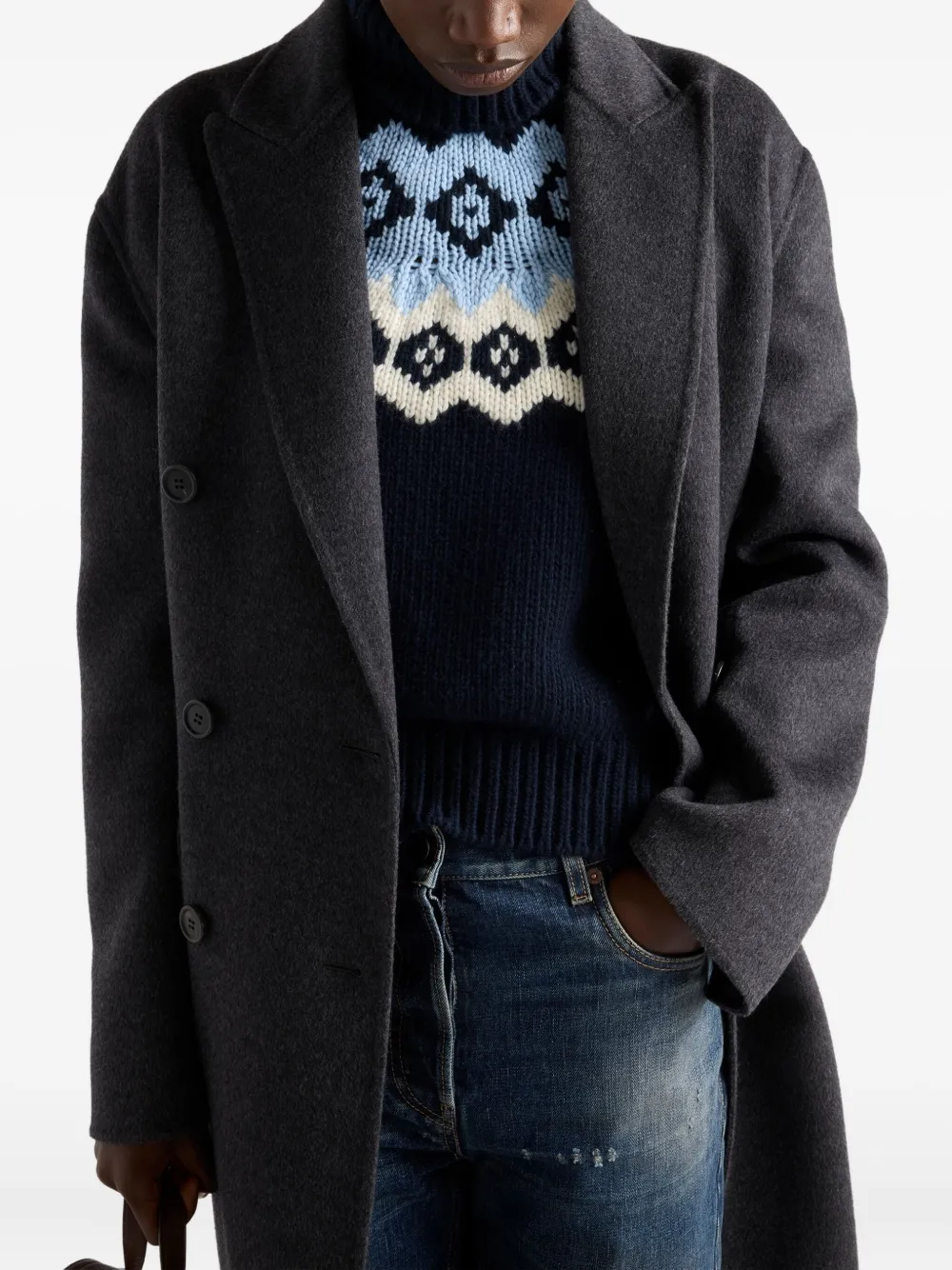 Prada Intarsia sweater Blauw