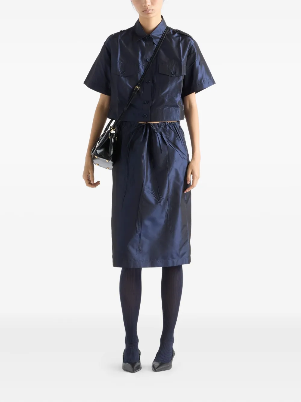 Prada Cropped taffeta blouse - Blauw