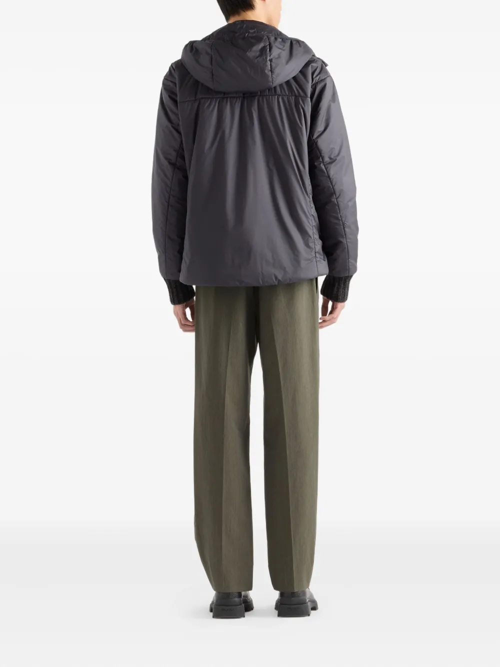 Prada Zip-up Hooded Jacket - Grey 