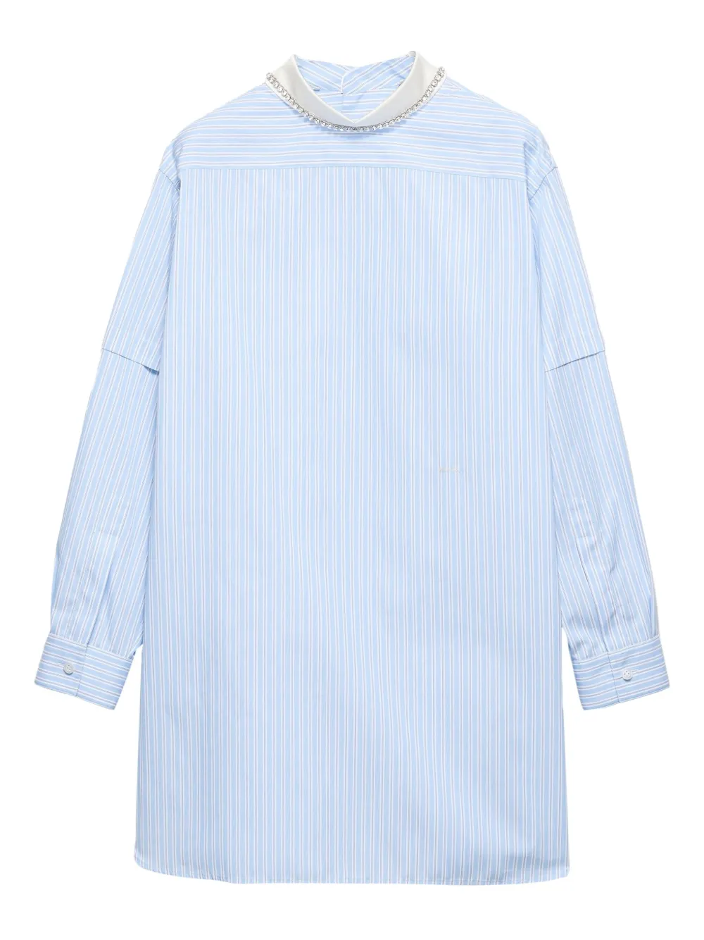 Prada striped embroidered-collar blouse | Blue | Image 1