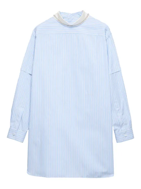 Prada striped embroidered-collar blouse
