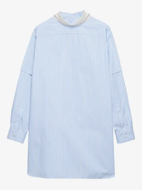 Prada blusa con cuello bordado y motivo de rayas