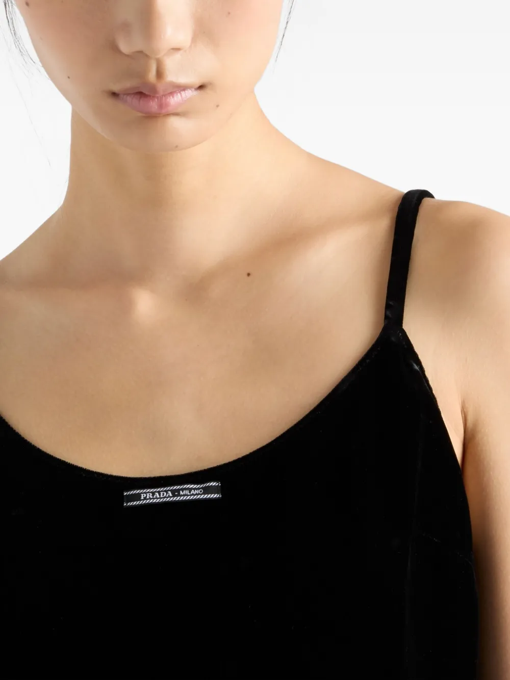 Prada Logo-label Velvet Top In Black