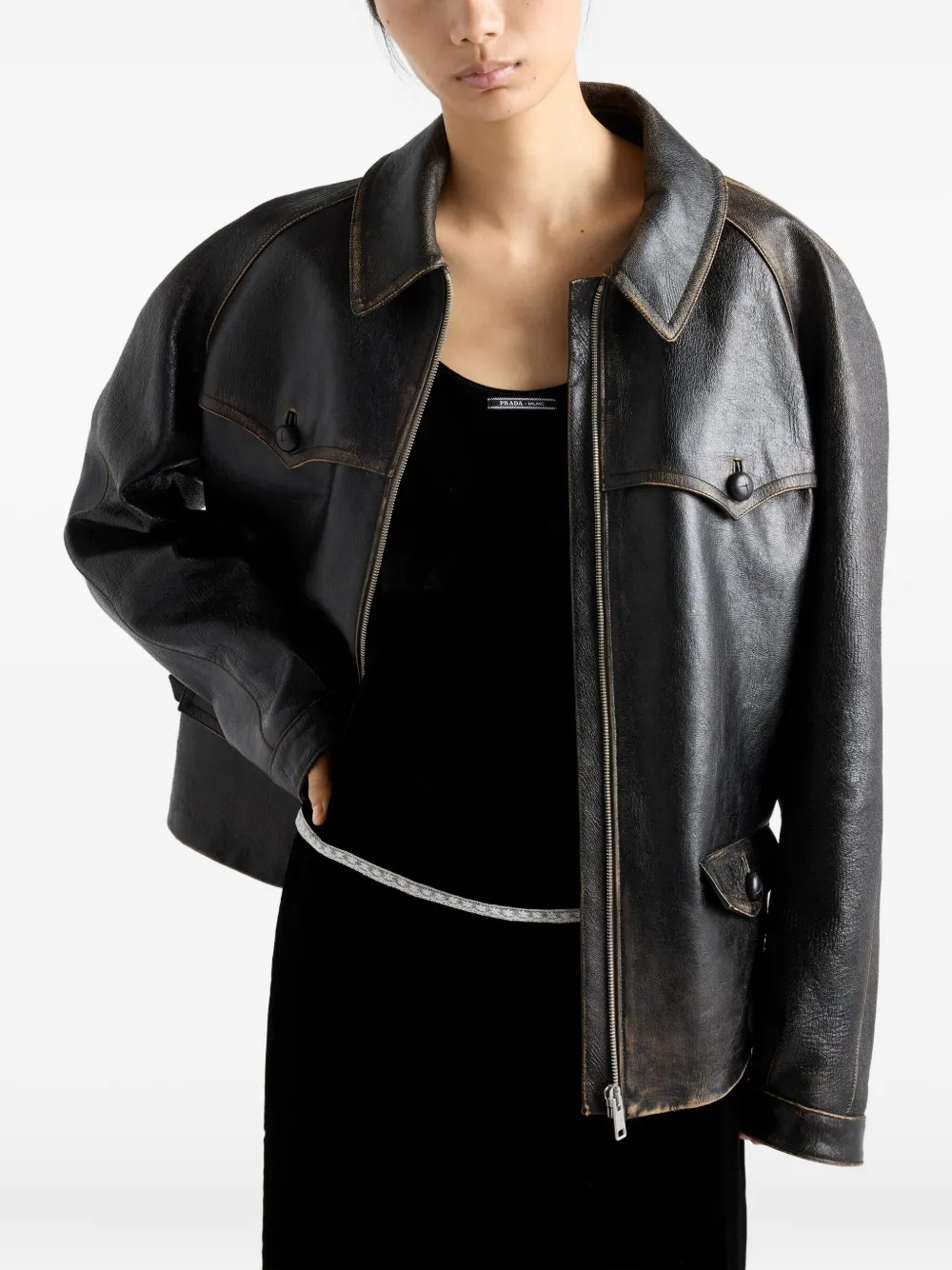 Prada Logo-label Velvet Top In Black