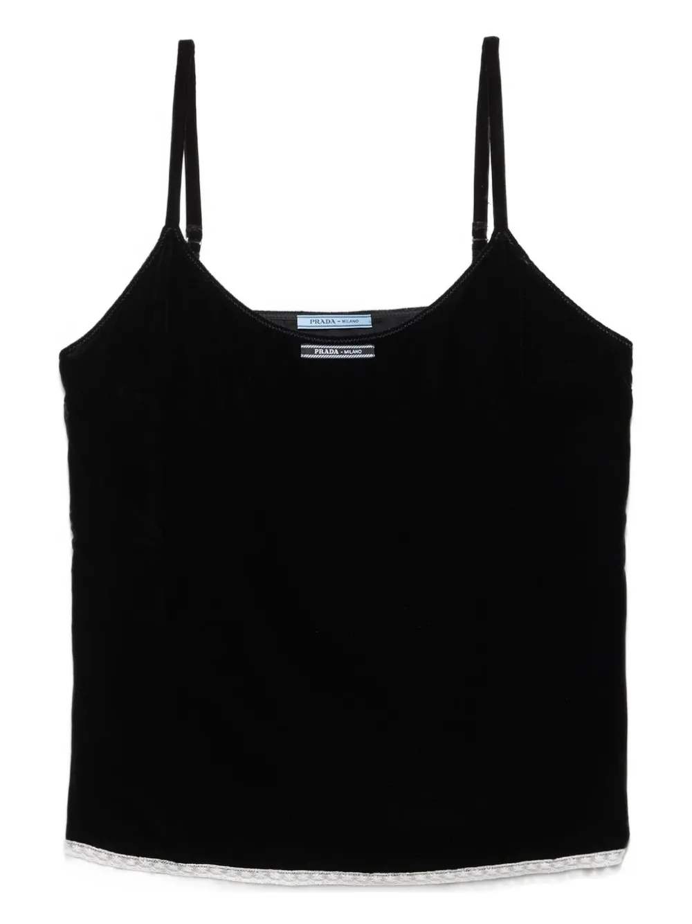 Prada Logo-label Velvet Top In Black
