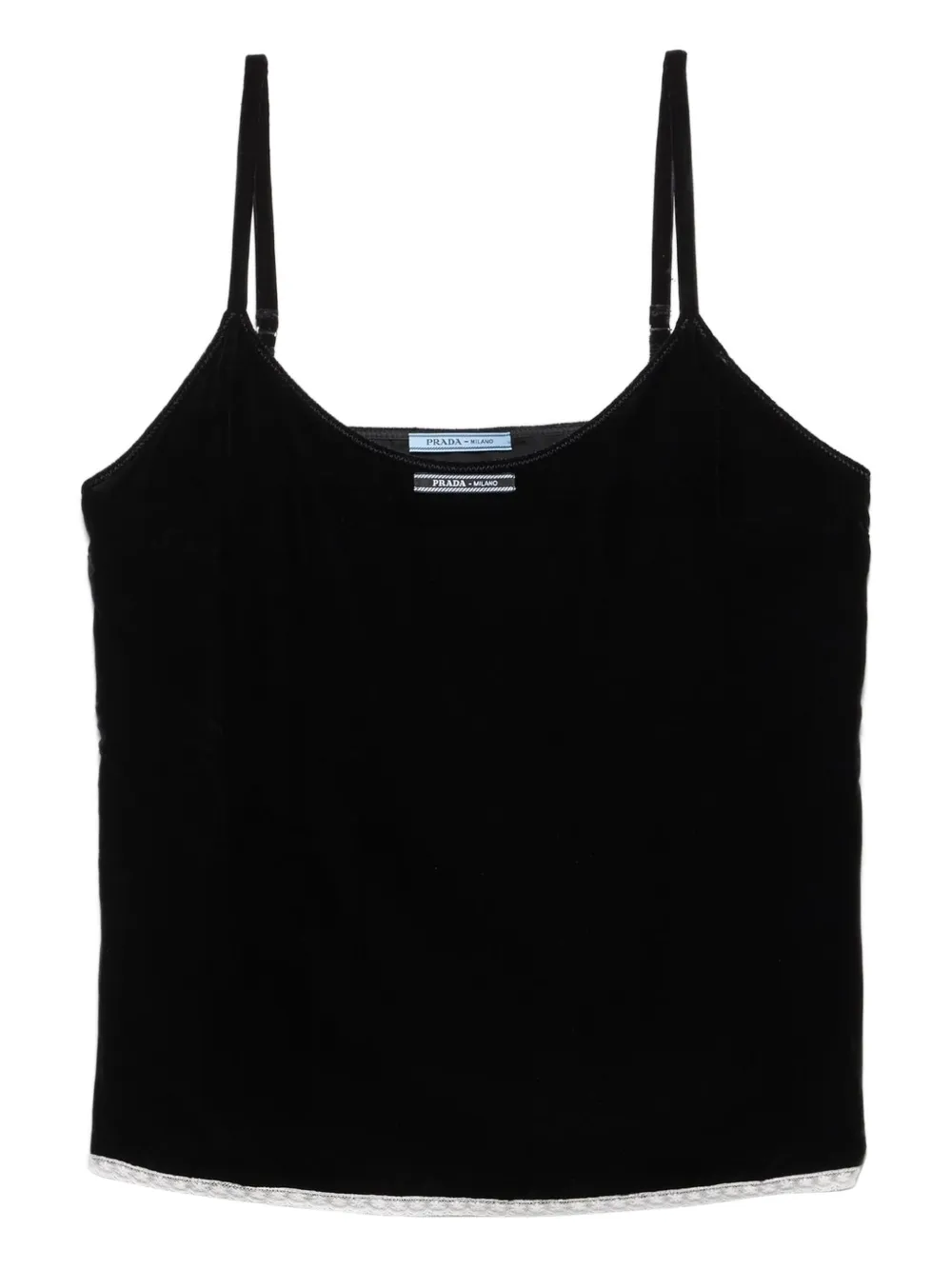 Prada logo-label velvet top - Nero