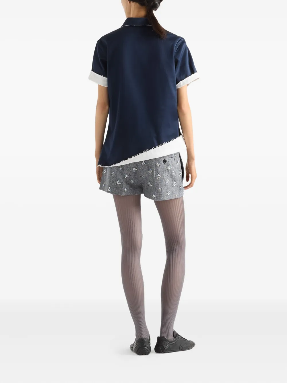 Prada Lisle Logo-label Cotton Polo Shirt In Blue