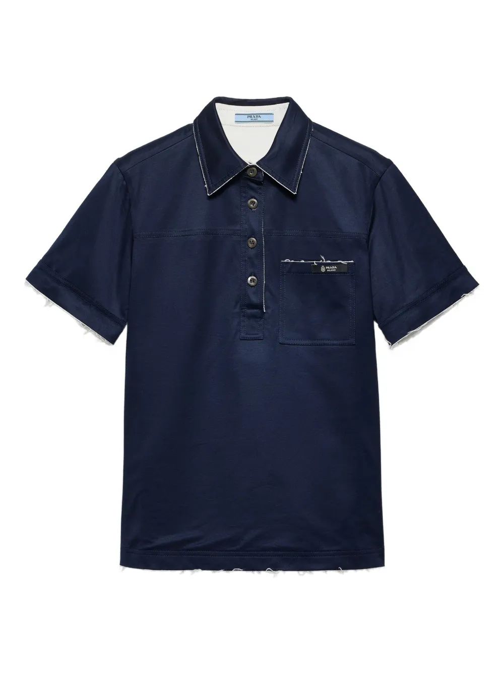 Prada Lisle Logo-label Cotton Polo Shirt In Blue