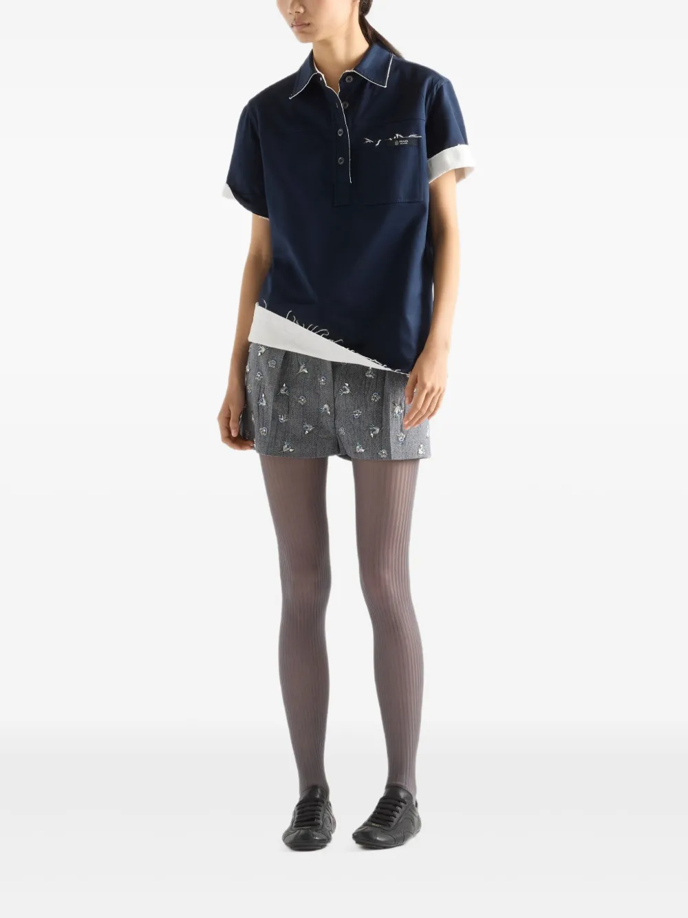 Prada Lisle katoenen poloshirt met logo-label Blauw