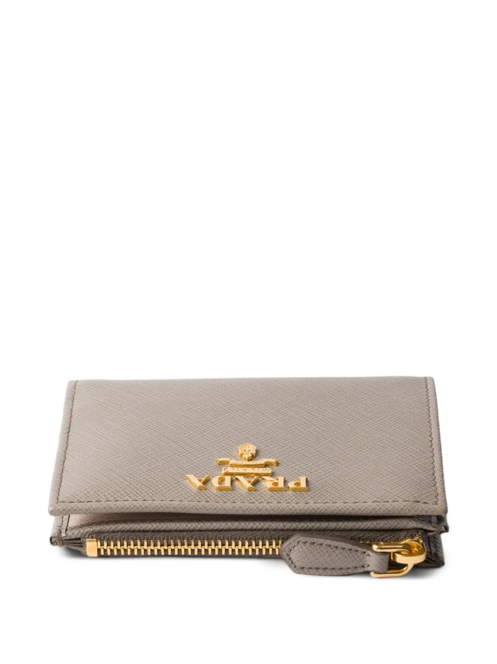 Prada Logo-detail Saffiano Leather Wallet In Gray