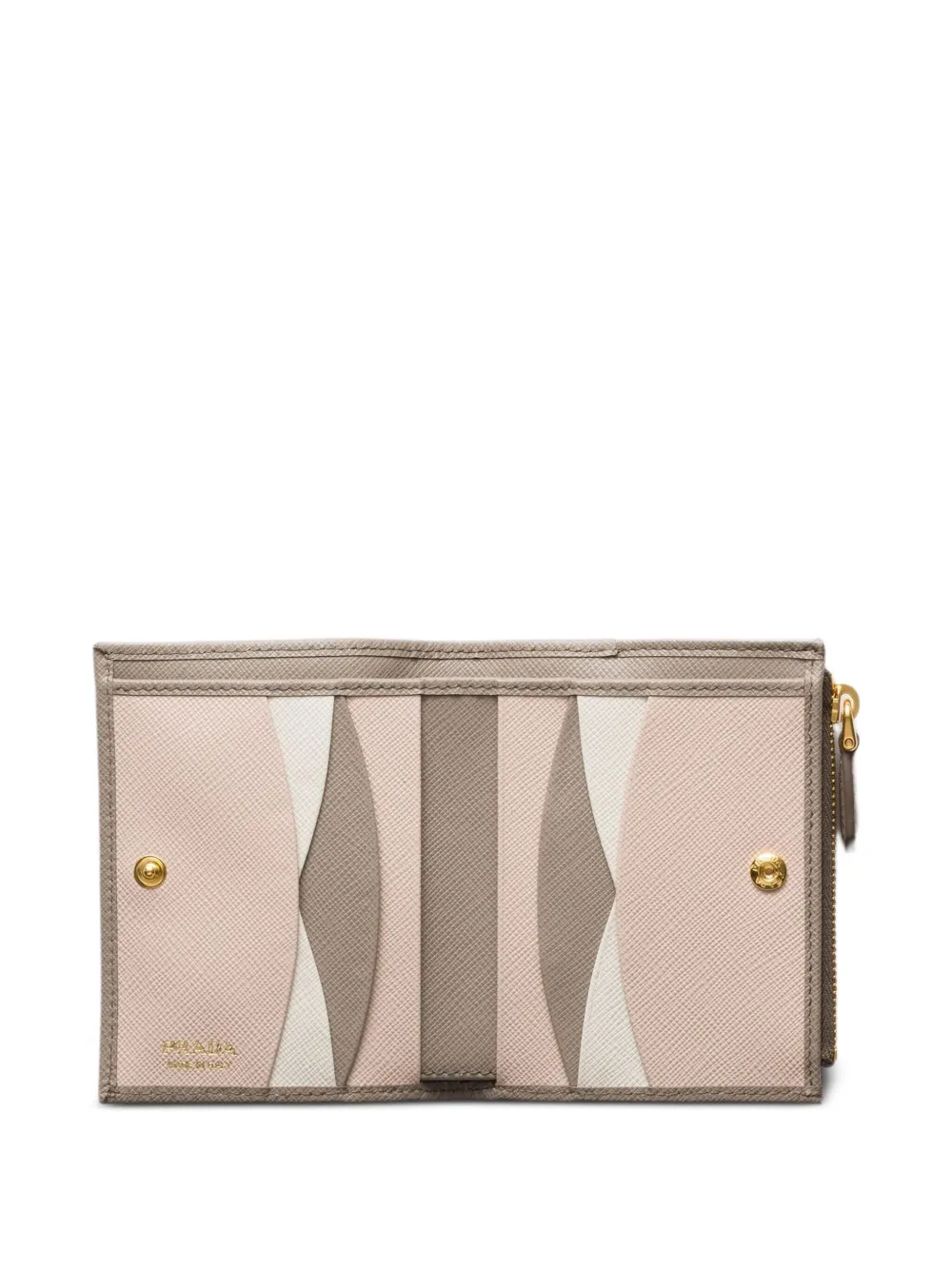 Prada Logo-detail Saffiano Leather Wallet In Gray