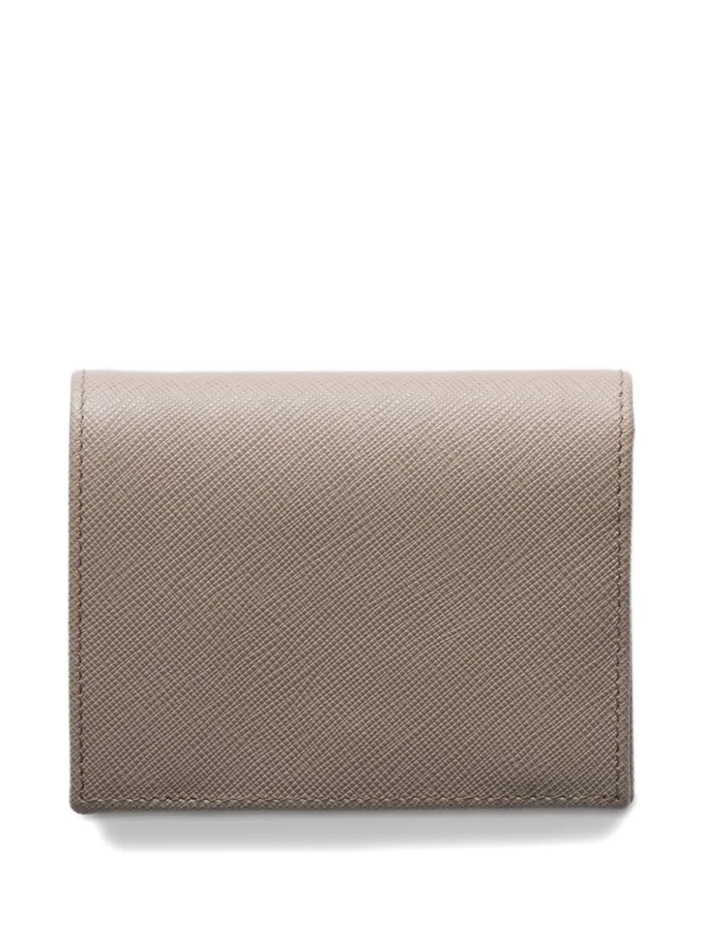 Prada Kleine leren portemonnee met metalen opschrift - Grijs