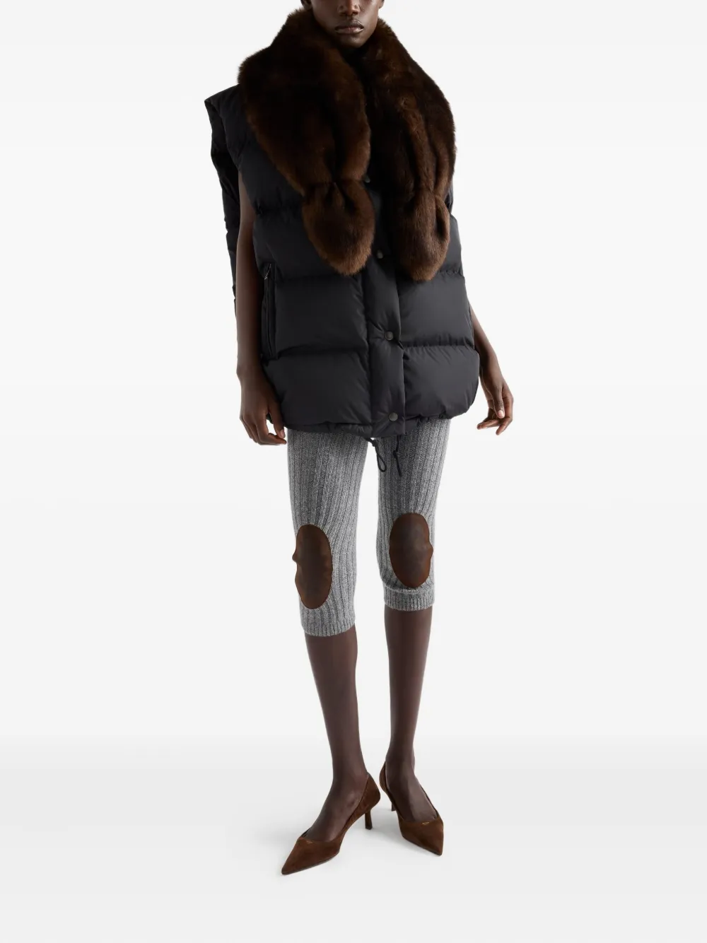 Prada shearling triangle-logo down gilet | Waistcoats & Gilets | Image 2
