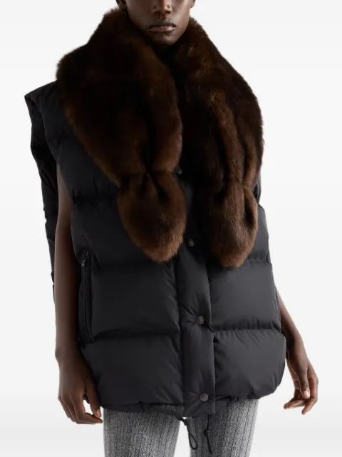 Prada shearling triangle-logo down gilet