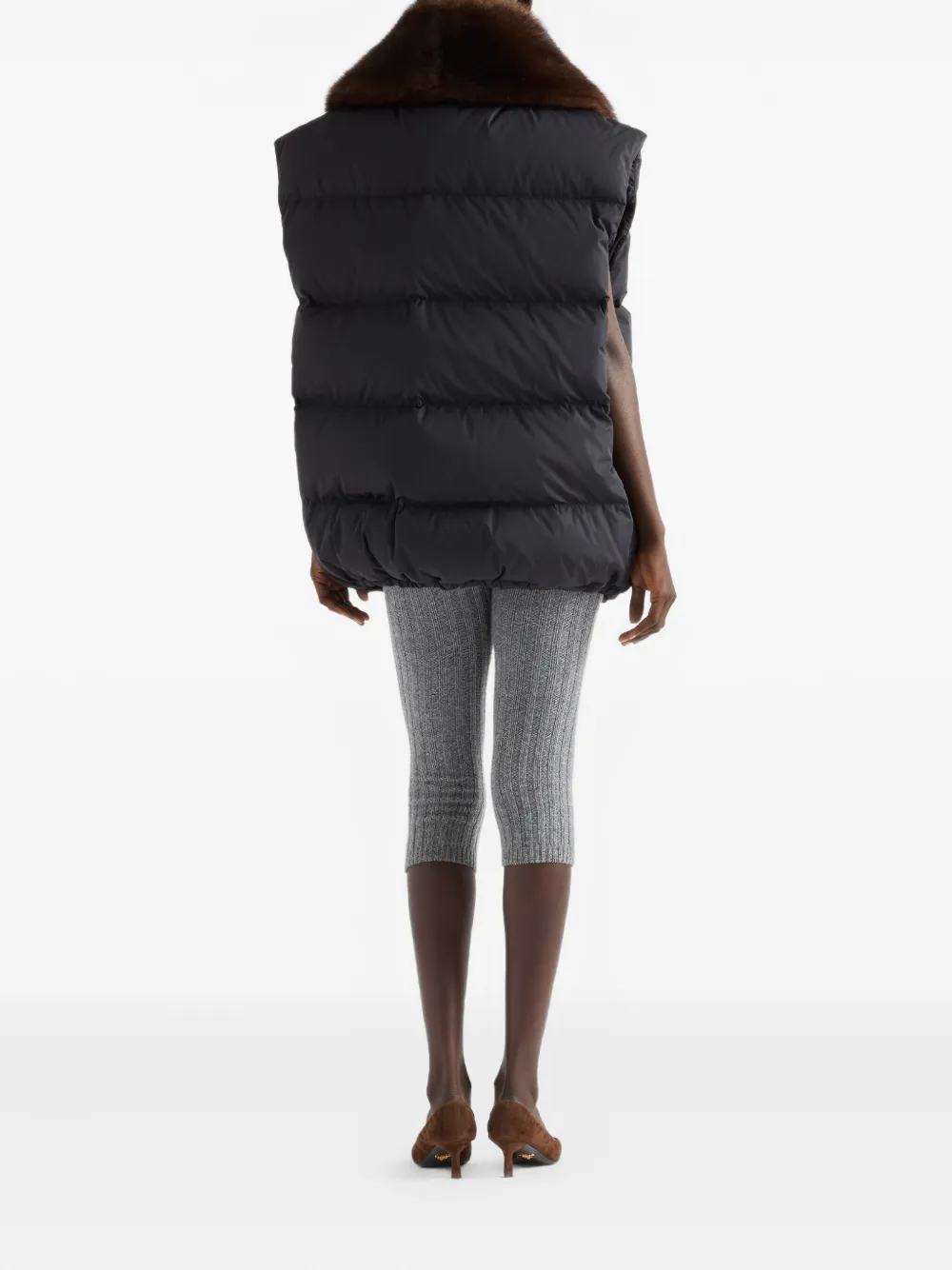 Prada Lammy bodywarmer met logo Zwart