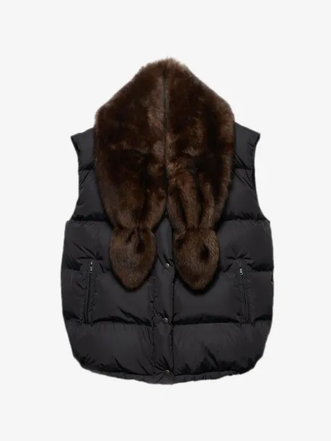 Prada shearling triangle-logo down gilet