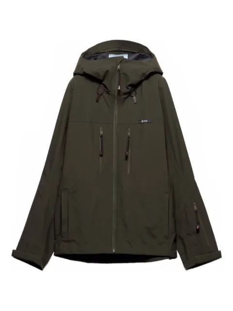 Prada hooded logo-label coat