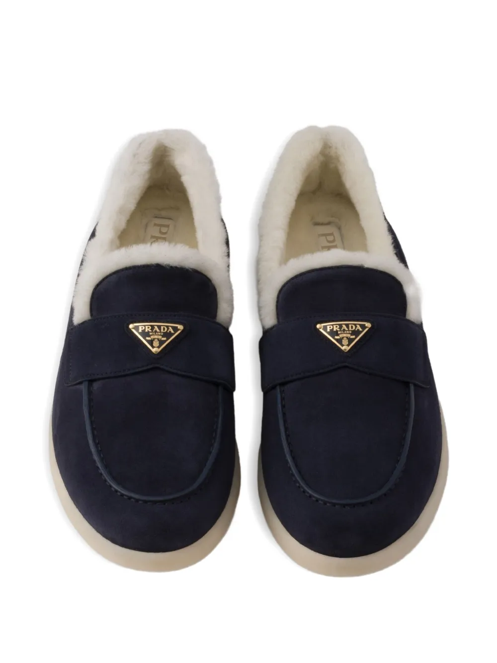 Prada Lammy leren loafers Blauw