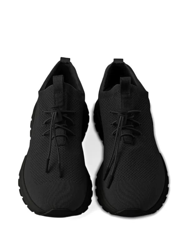 Prada Prax Stretch Knit Sneakers | Black | FARFETCH