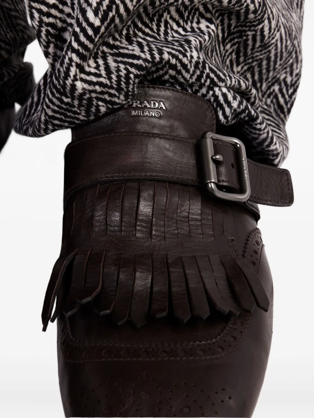 Prada Shuffle Fringed Monk Strap Shoes In Multi