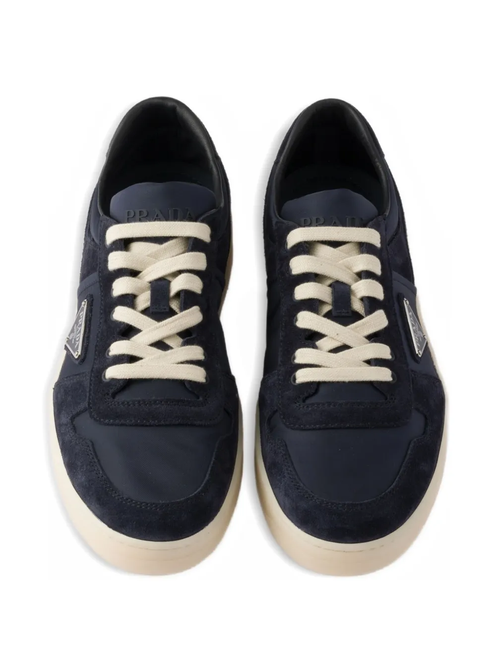 Prada Downtown suède sneakers met ringlets Blauw