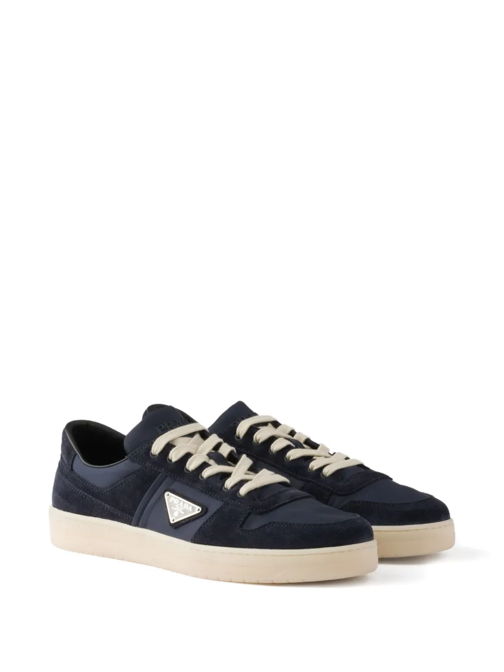Prada Downtown suède sneakers met ringlets Blauw