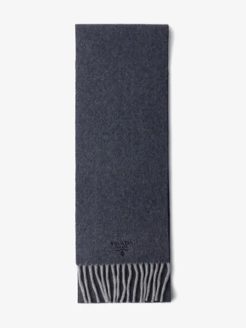 Prada embroidered-logo fringed scarf