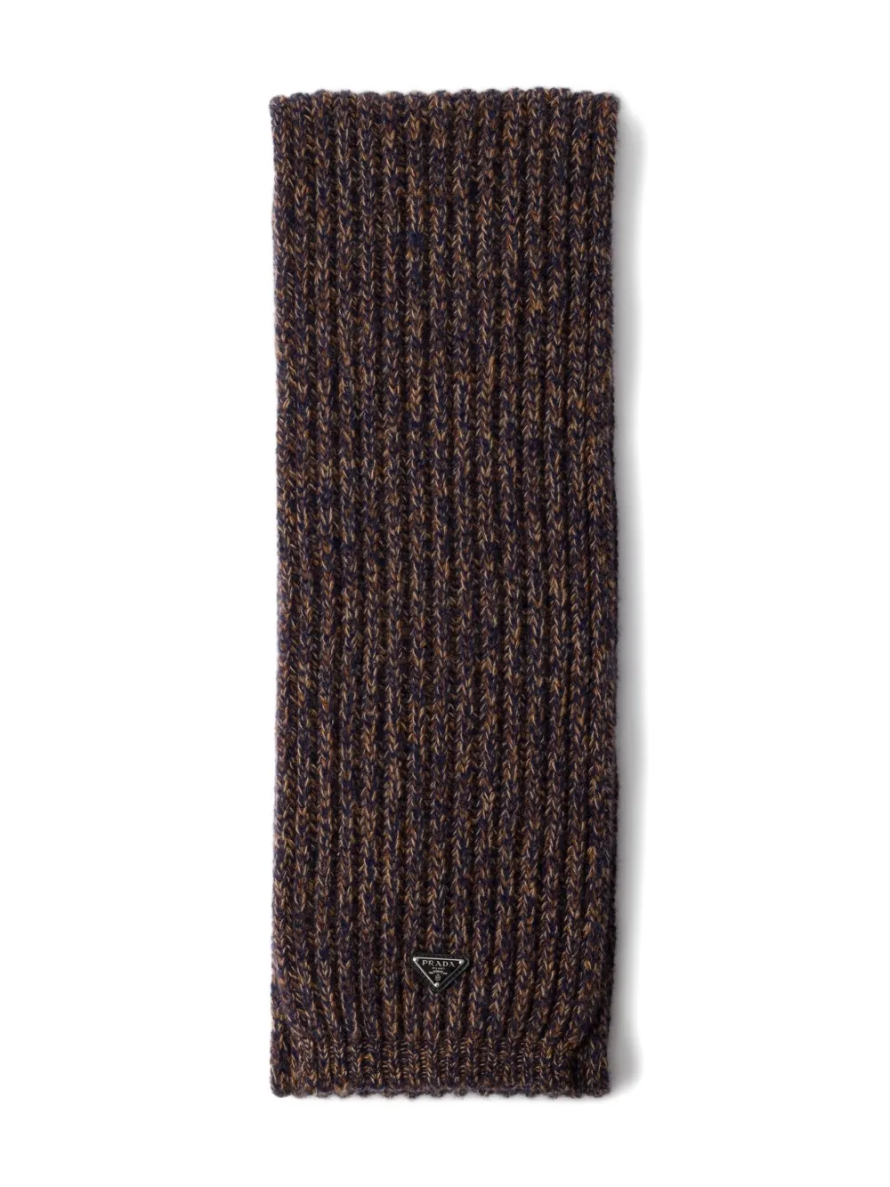 Prada ribbstickad halsduk i emalj | brun | Image 1