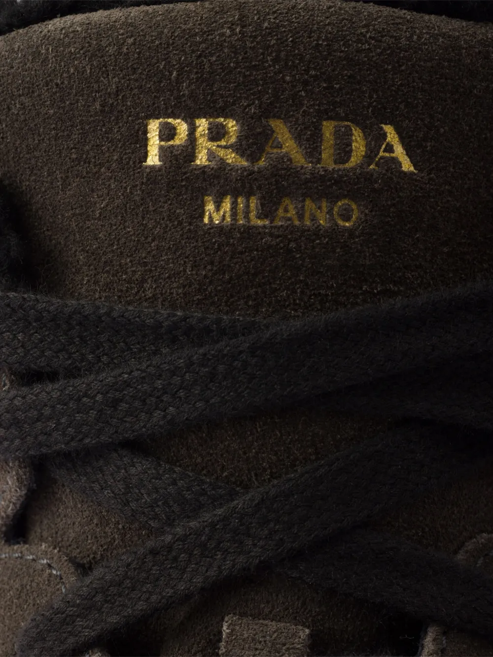 Prada Prax sneakers met lammy voering en logo Bruin