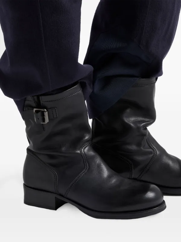 Prada 40mm Leather Buckle Boots | Black | FARFETCH
