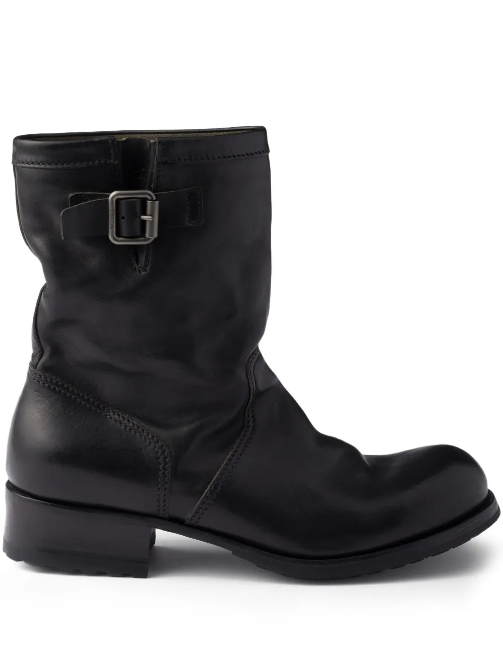 Prada botas de piel con tacón de 40mm y hebilla | negro | Image 1
