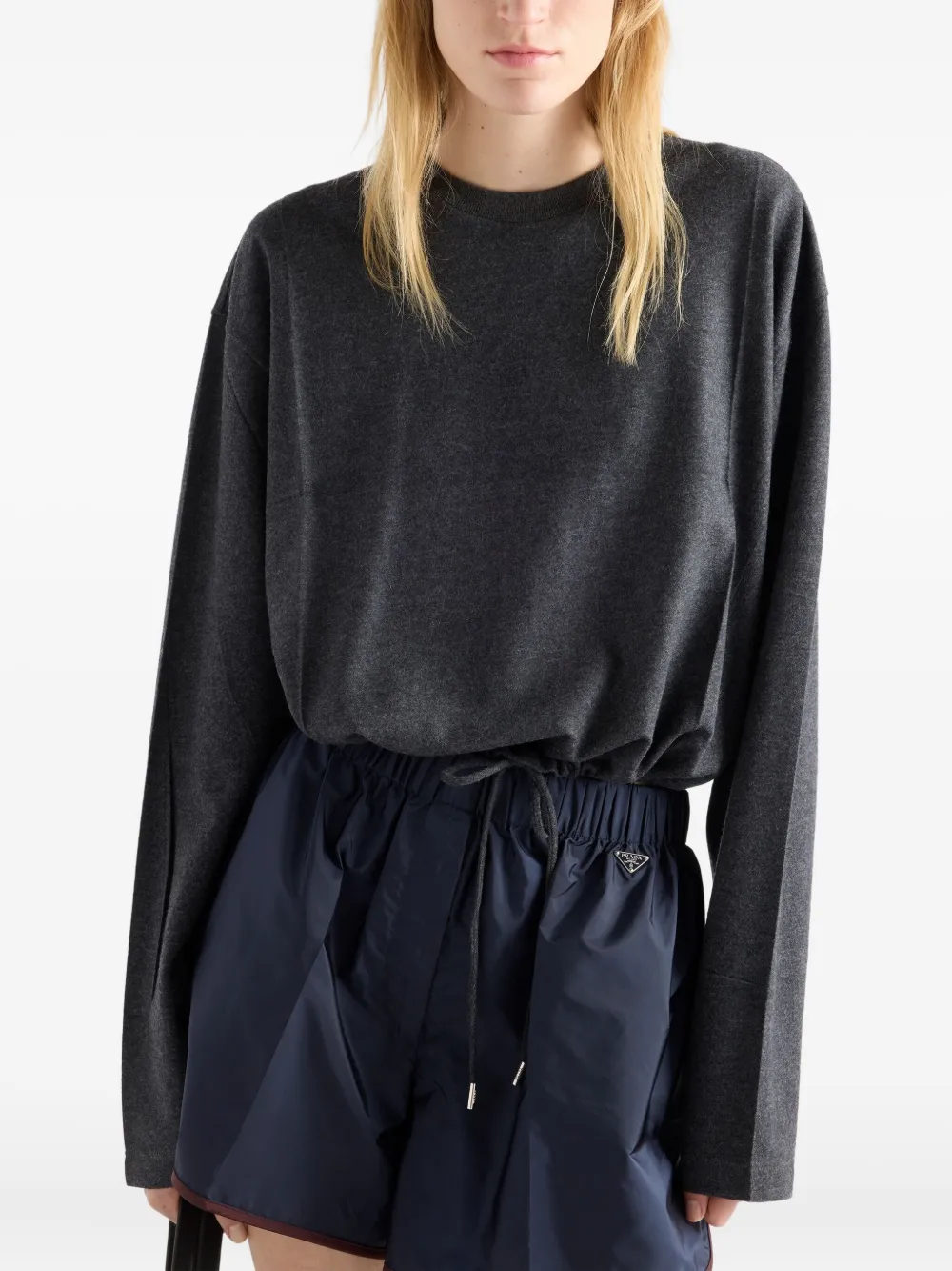 Prada Jersey T-shirt met logo Grijs