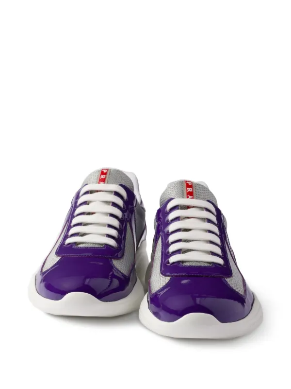 p様 ccパープル、ラッシュ Prada America's Cup patent-leather Sneakers | Purple | FARFETCH