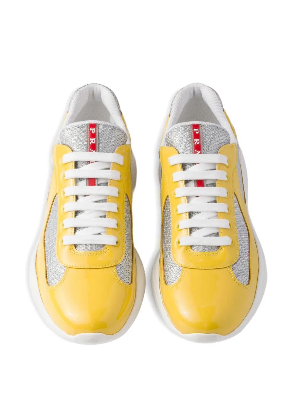 Prada America's Cup lakleren sneakers Geel