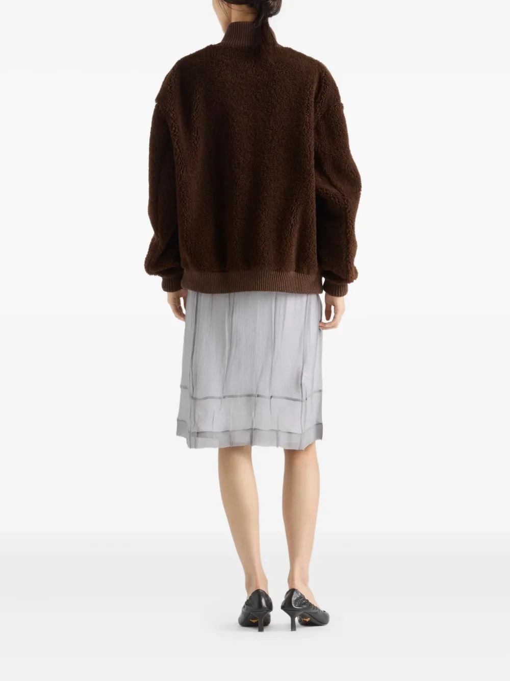 Prada Midi-rok met geborduurde bloemen Grijs