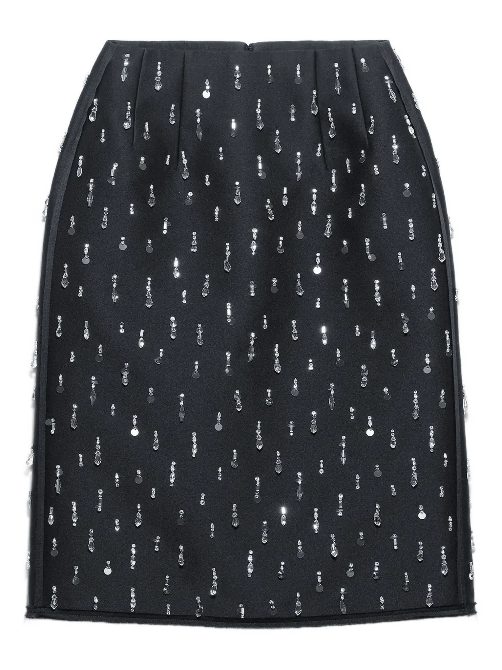 Prada Embellishment-details Scuba Midi Skirt In Black