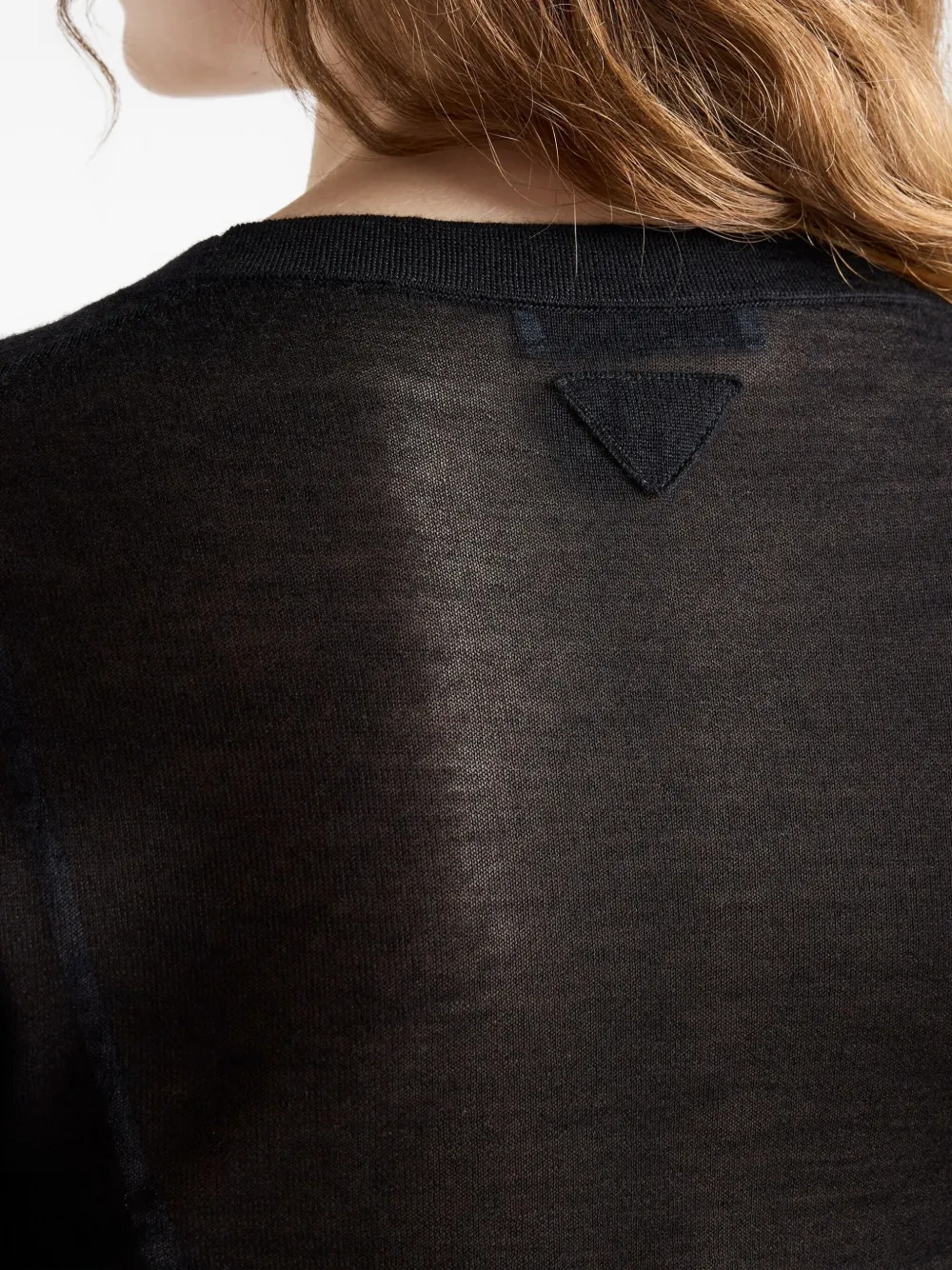 Prada Embroidered-logo Cardigan In Black