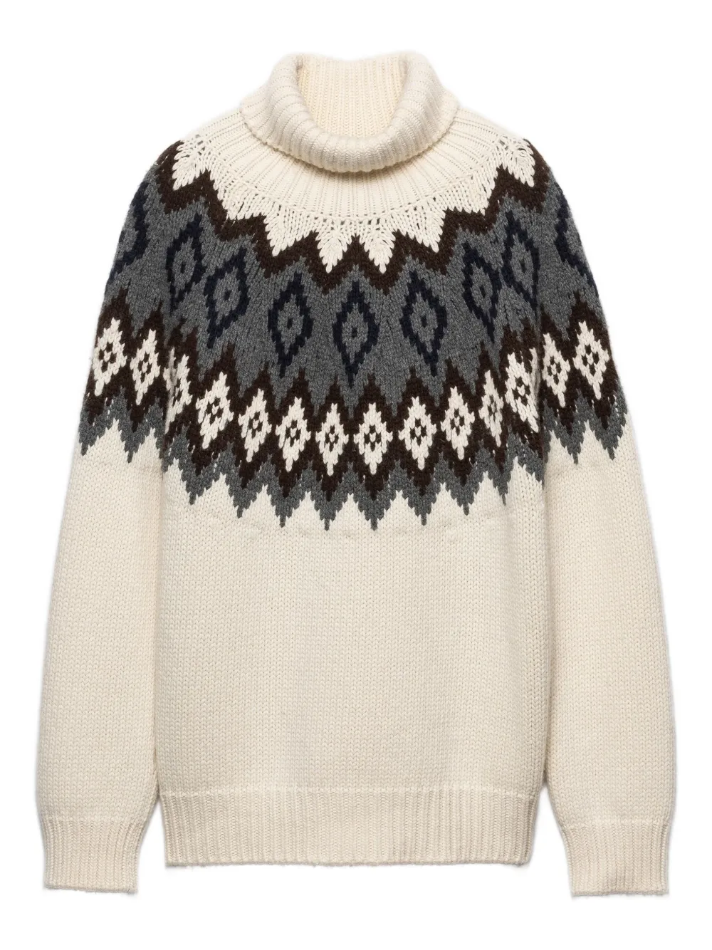 Prada intarsia turtleneck ribbed sweater | Neutrals | Image 1